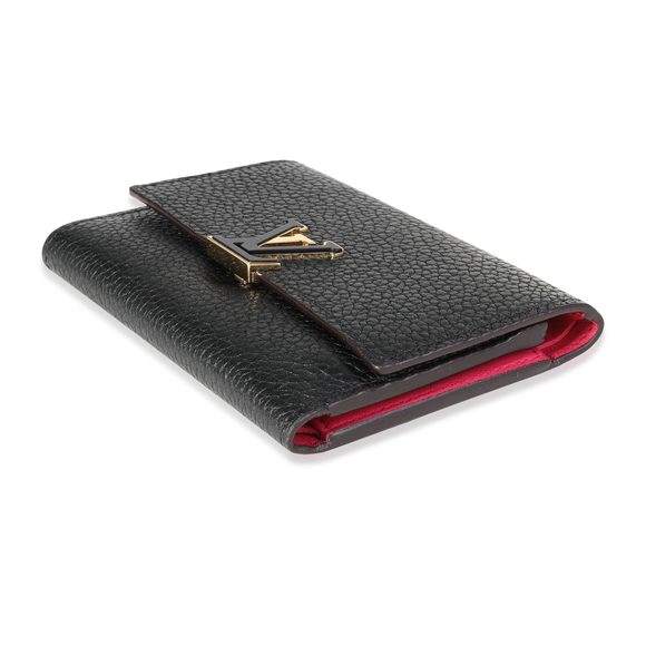 Louis Vuitton Black & Pink Taurillon Leather Capucines Compact Wallet - Picture 4 of 6